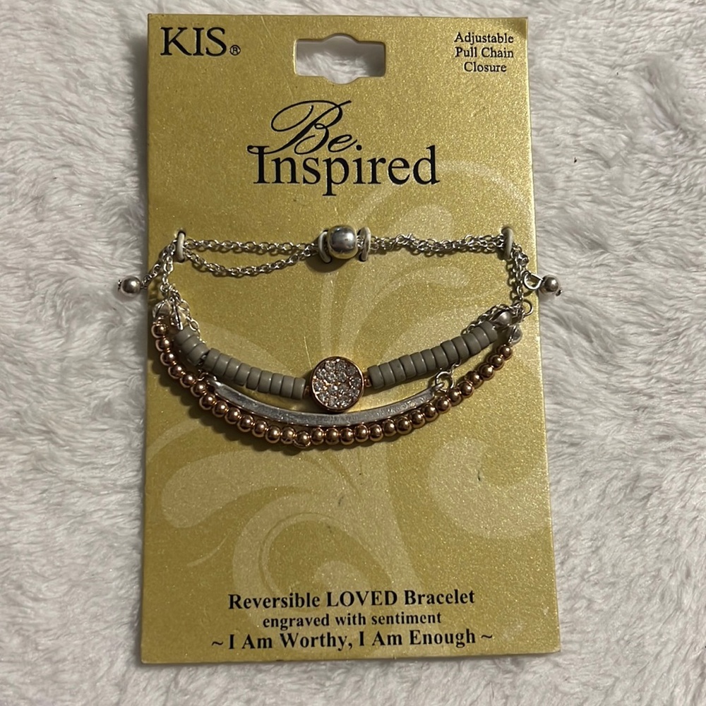 KIS Be Inspired Loved I am Worthy, I am enough Bracelet